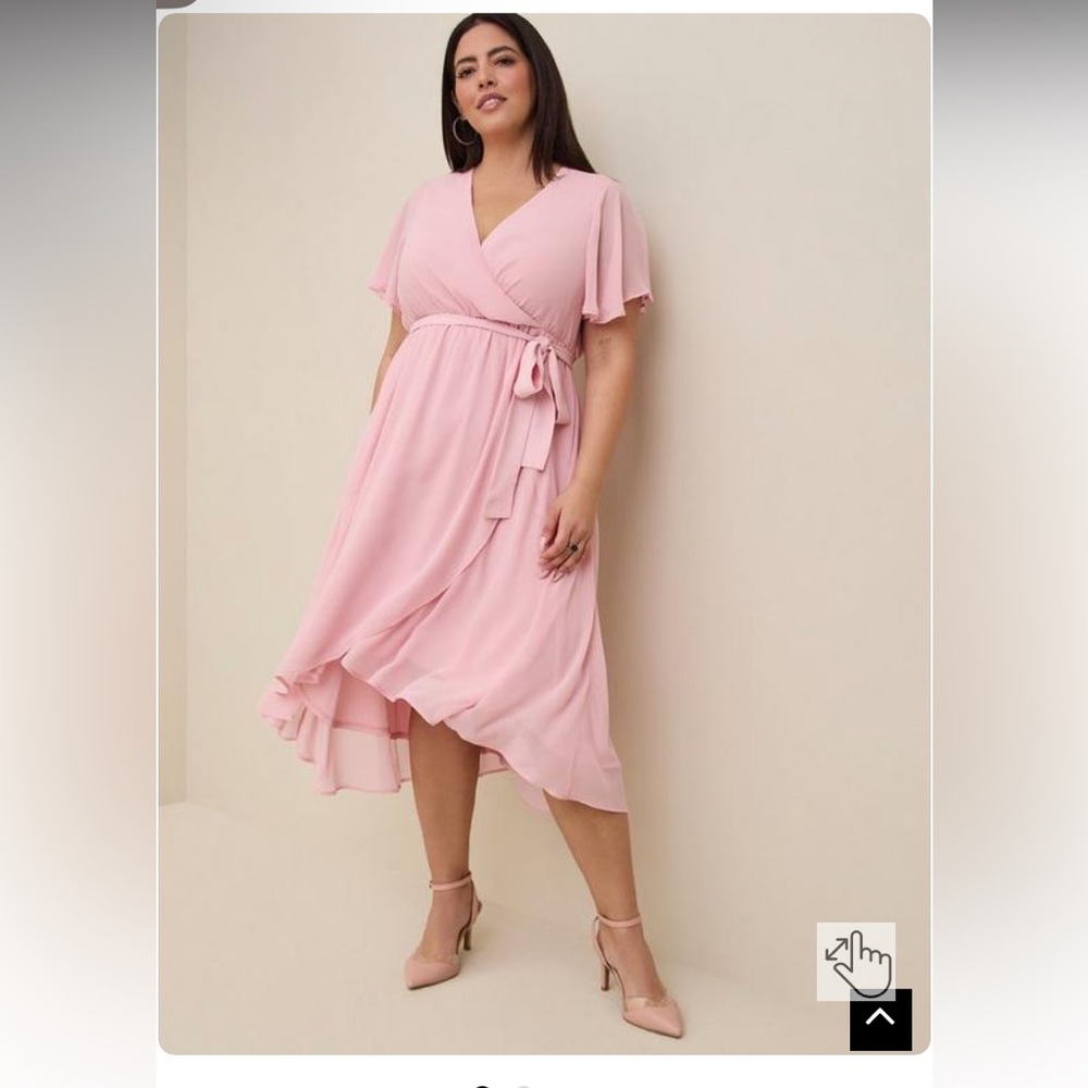 Midi Chiffon Flutter Sleeve Wrap Dress